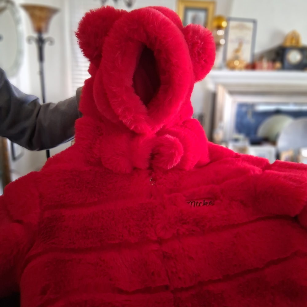 Mickey Red Fuzzy Hooded Jacket